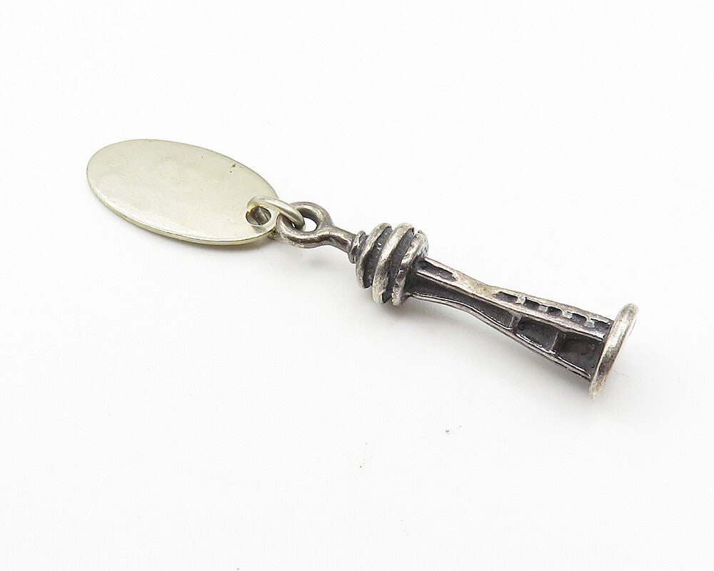 925 Sterling Silver  Vintage Petite Space Needle Tower Drop Pendant  PT8182