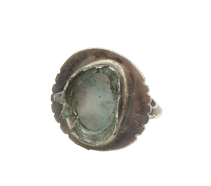 NAVAJO 925 Silver  Vintage Dark Tone Serrated Edge Band Ring Sz 5.5  RG17696