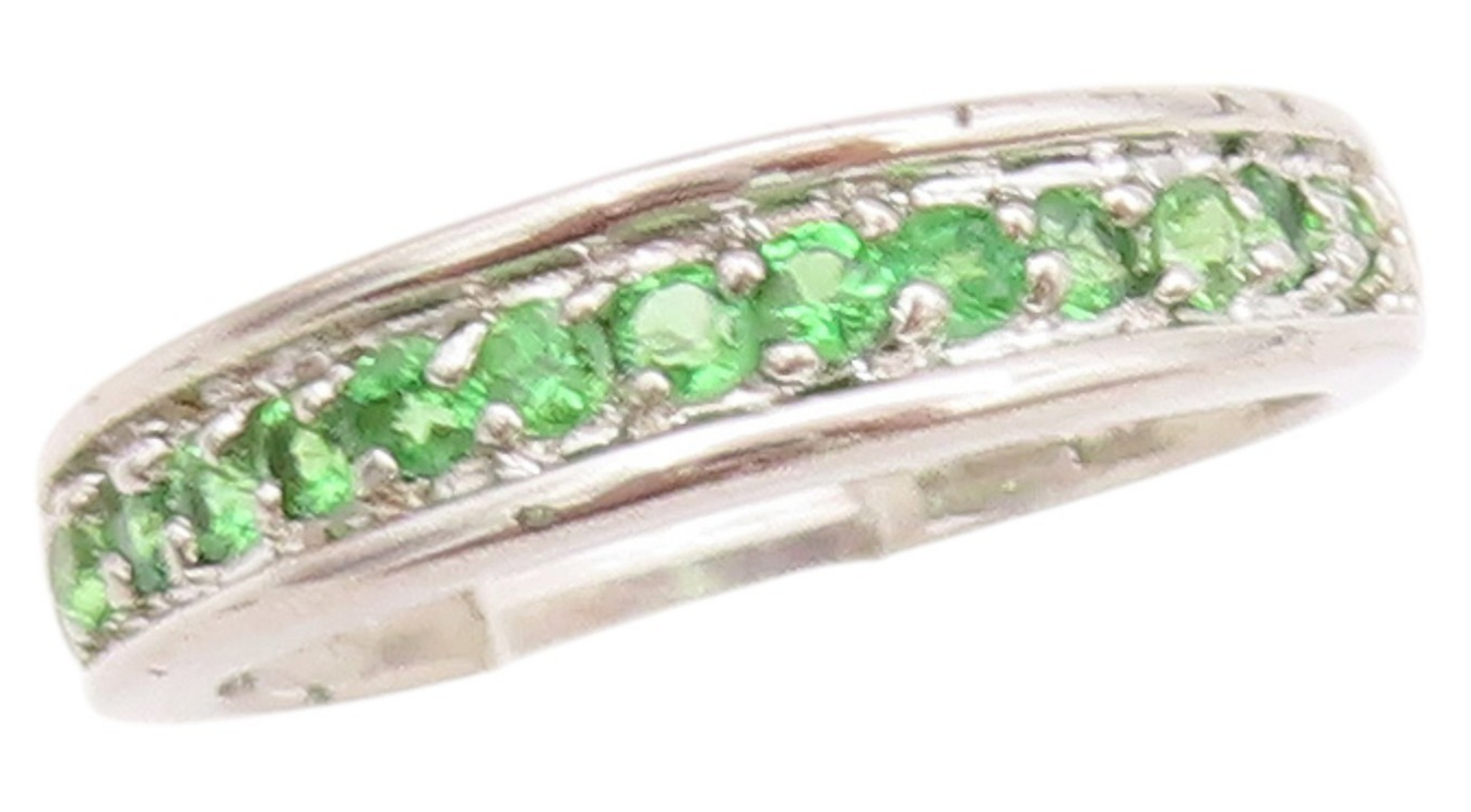 925 Sterling Silver Vintage Ring Minimalist Round Peridot Band  Sz 6  RG32931