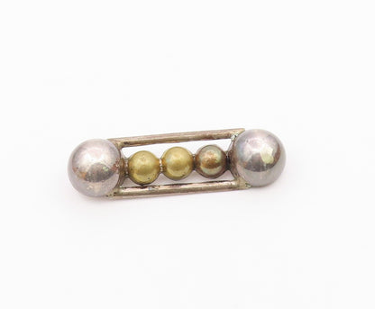 MEXICO 925 Sterling Silver  Vintage Smooth Two Tone Domes Brooch Pin  BP8142