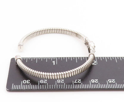925 Sterling Silver Vintage Bracelet Elegant CZ Crossover Swirl Cuff  BT11887