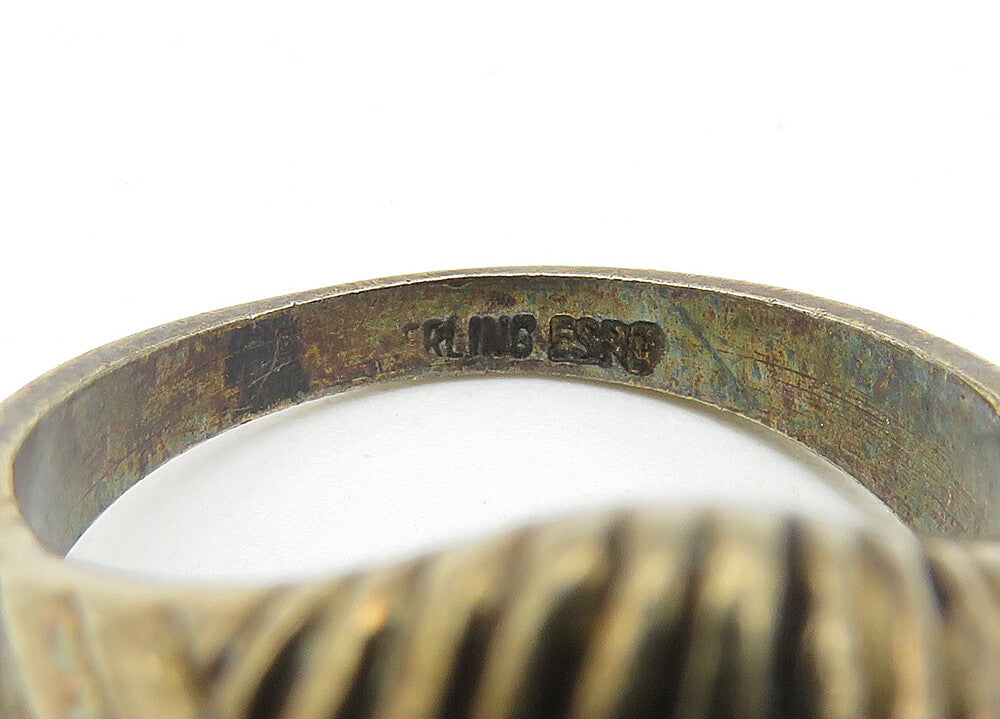 ESPO 925 Sterling Silver  Vintage Dark Tone Dome Band Ring Sz 7  RG10584