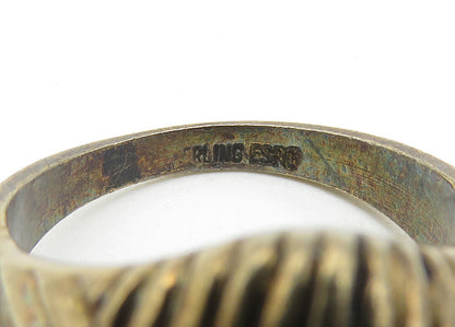 ESPO 925 Sterling Silver  Vintage Dark Tone Dome Band Ring Sz 7  RG10584