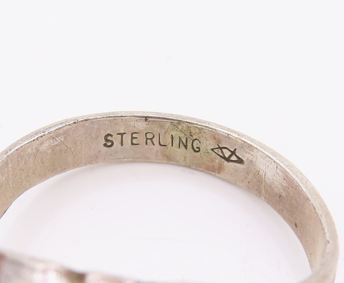 925 Sterling Silver Vintage Ring Designer Carved Alphabet A  Sz 9  RG33311