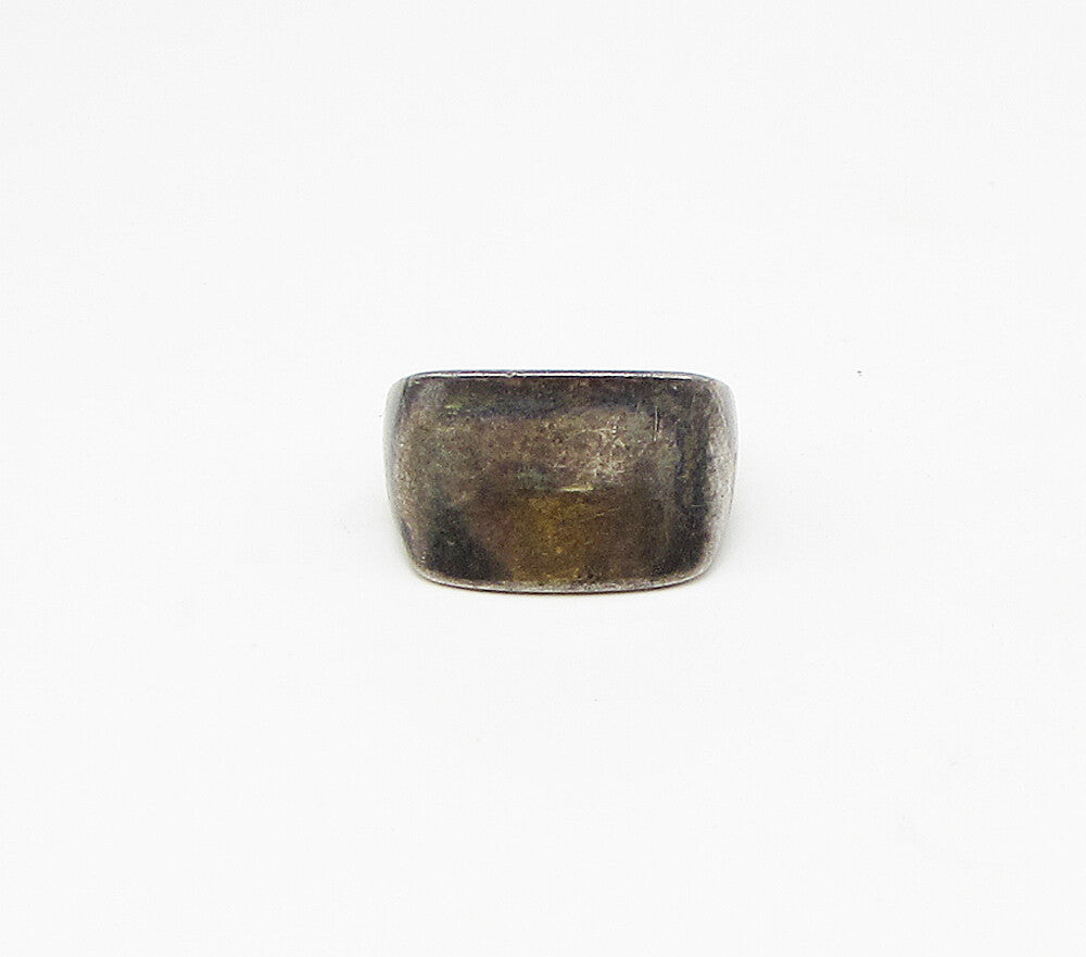 925 Sterling Silver  Vintage Dark Tone Concave Band Ring Sz 6.5  RG3374