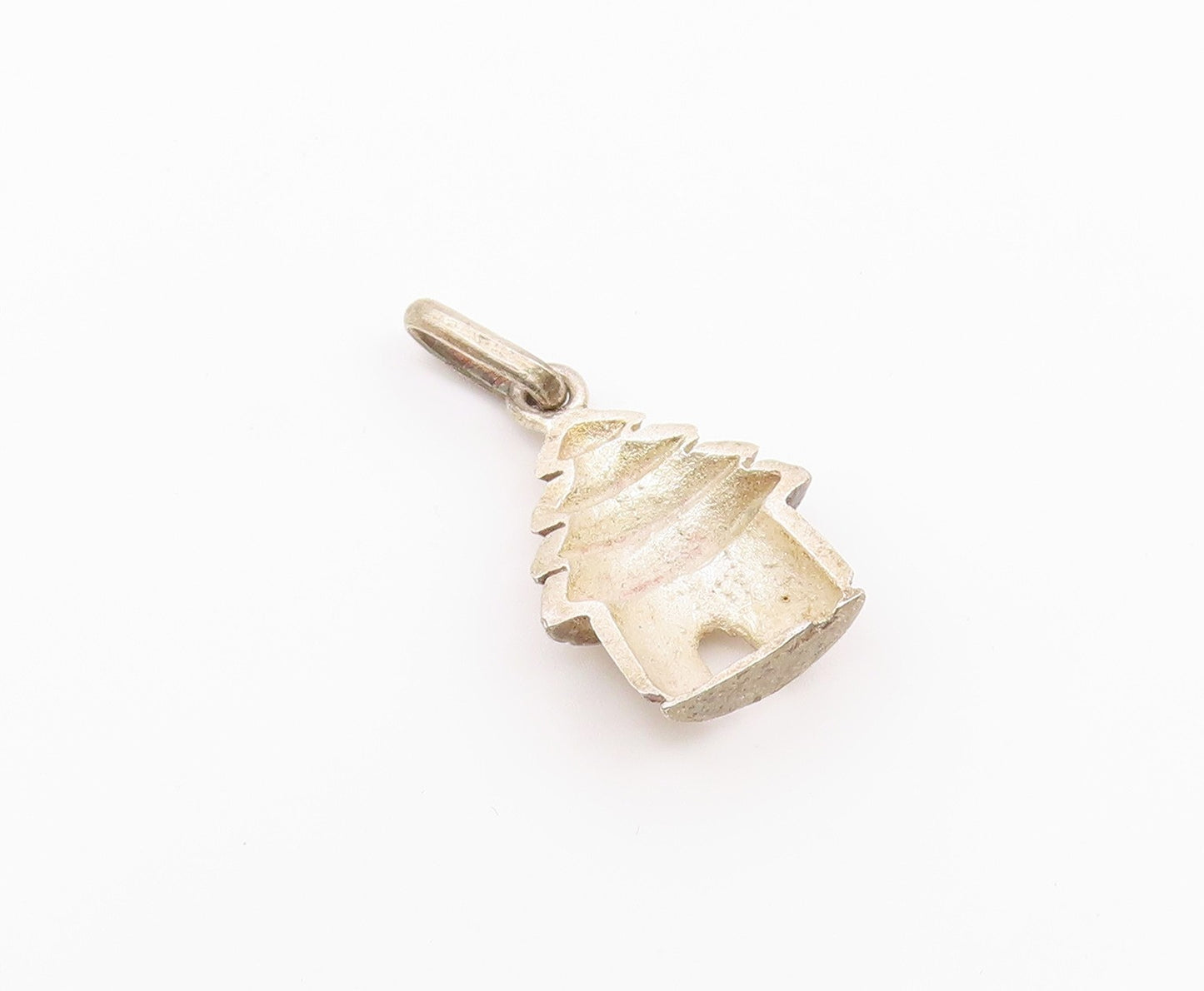 925 Sterling Silver  Vintage Petite Hut House Motif Pendant  PT18956