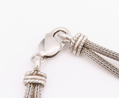 925 Sterling Silver Vintage Necklace Woven Infinity Knot Mesh Choker  NE4792