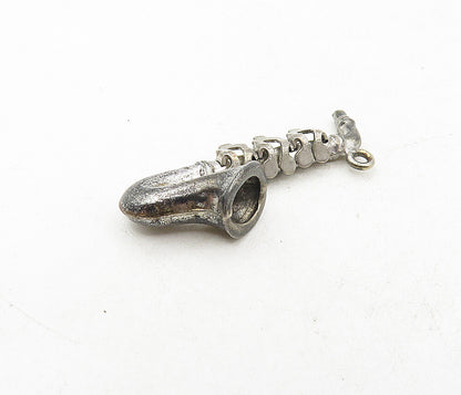 925 Sterling Silver  Vintage Petite Dark Tone Saxophone Trinket (MOVES) TR1444