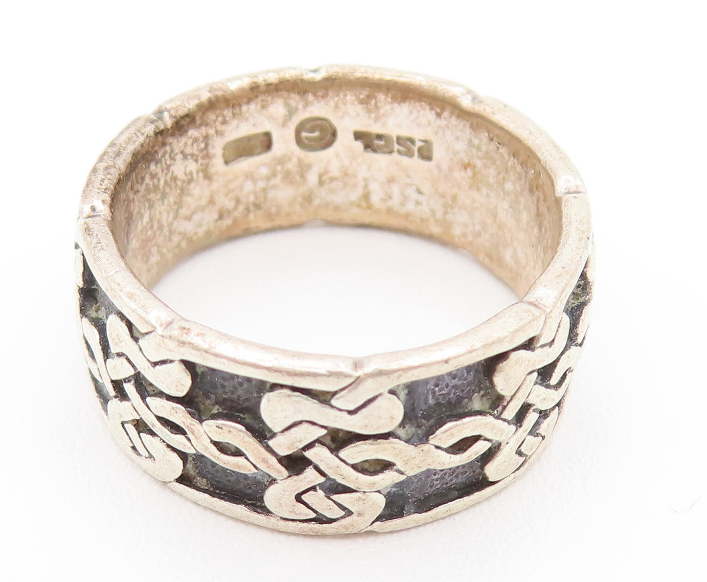 PETER STONE 925 Silver  Vintage Celtic Knot Eternity Band Ring Sz 6  RG26162