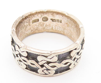 PETER STONE 925 Silver  Vintage Celtic Knot Eternity Band Ring Sz 6  RG26162