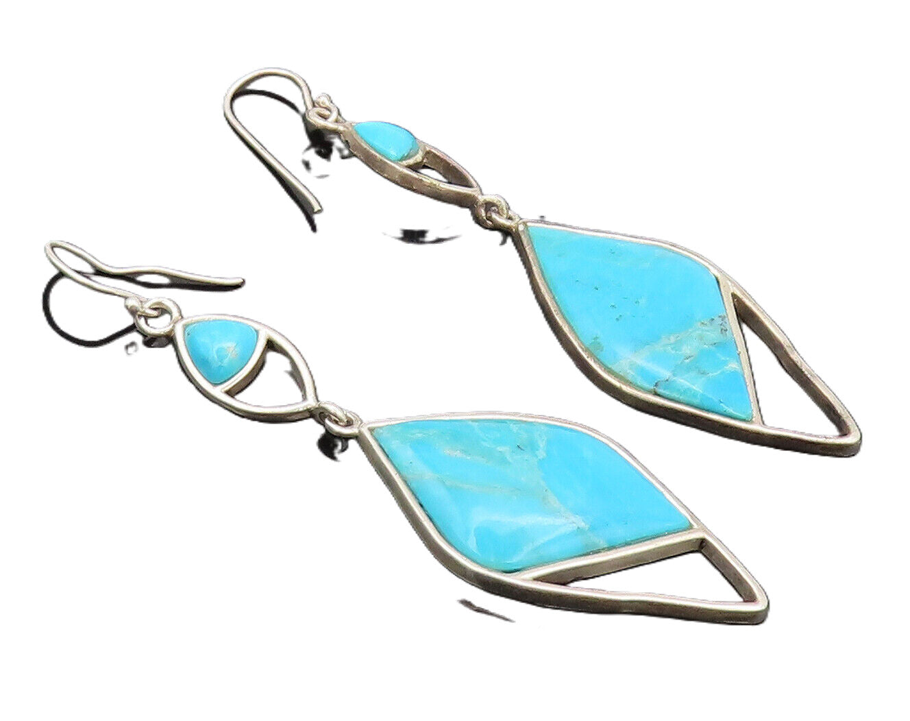BARSE 925 Sterling Silver  Vintage Designer Inlay Turquoise Earrings  EG12759