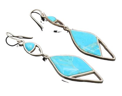 BARSE 925 Sterling Silver  Vintage Designer Inlay Turquoise Earrings  EG12759