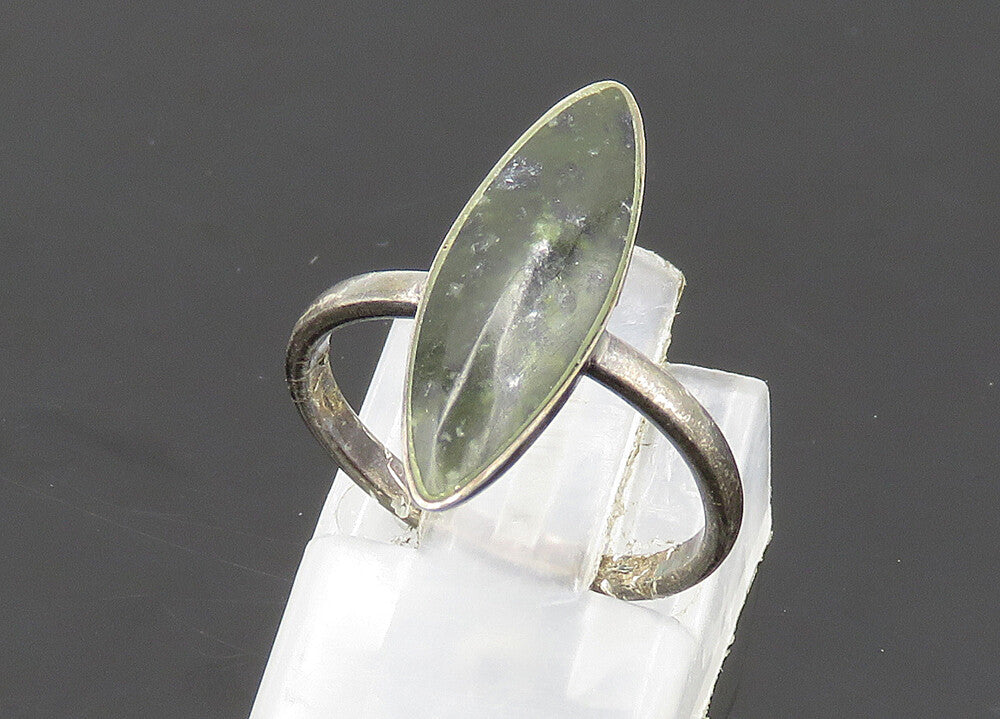 925 Sterling Silver  Vintage Obsidian Smooth Cocktail Ring Sz 5  RG20655