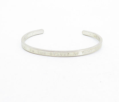 925 Sterling Silver  Believe In Your Dreams Etched Thin Cuff Bracelet  BT1485