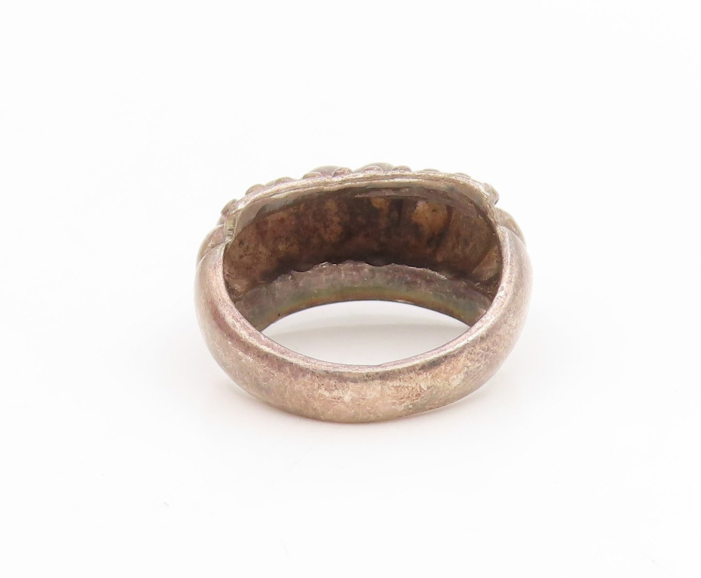 925 Sterling Silver Vintage Ring Chunky Scalloped Solid Dome Band  Sz 5  RG34404