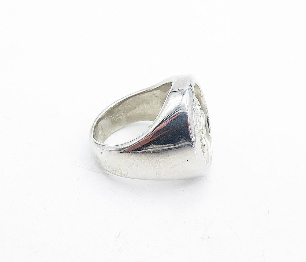 925 Sterling Silver Vintage Shiny Saint Christopher Cocktail Ring Sz 9 RG5550