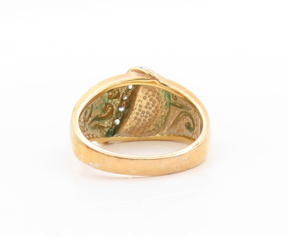 925 Sterling Silver Vintage Ring Gold Plated Mother Of Pearls CZ  Sz 9  RG32563