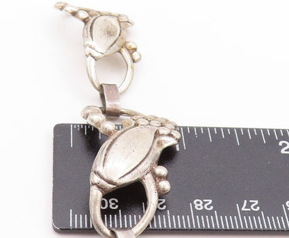 925 Sterling Silver Vintage Bracelet Modernist Cutout Infinity Flowers  BT11208