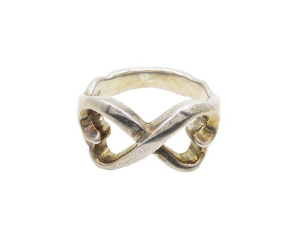 925 Sterling Silver  Vintage Shiny Infinity Love Heart Band Ring Sz 6  RG18449