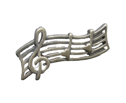 925 Sterling Silver  Vintage Treble Clef Music Notes Dark Tone  TR2999