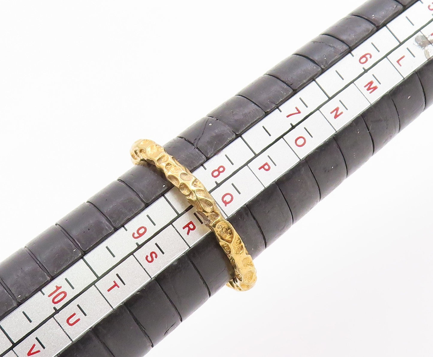 925 Sterling Silver Vintage Ring Gold Plated Quartz Hammered Band  Sz 8  RG35822