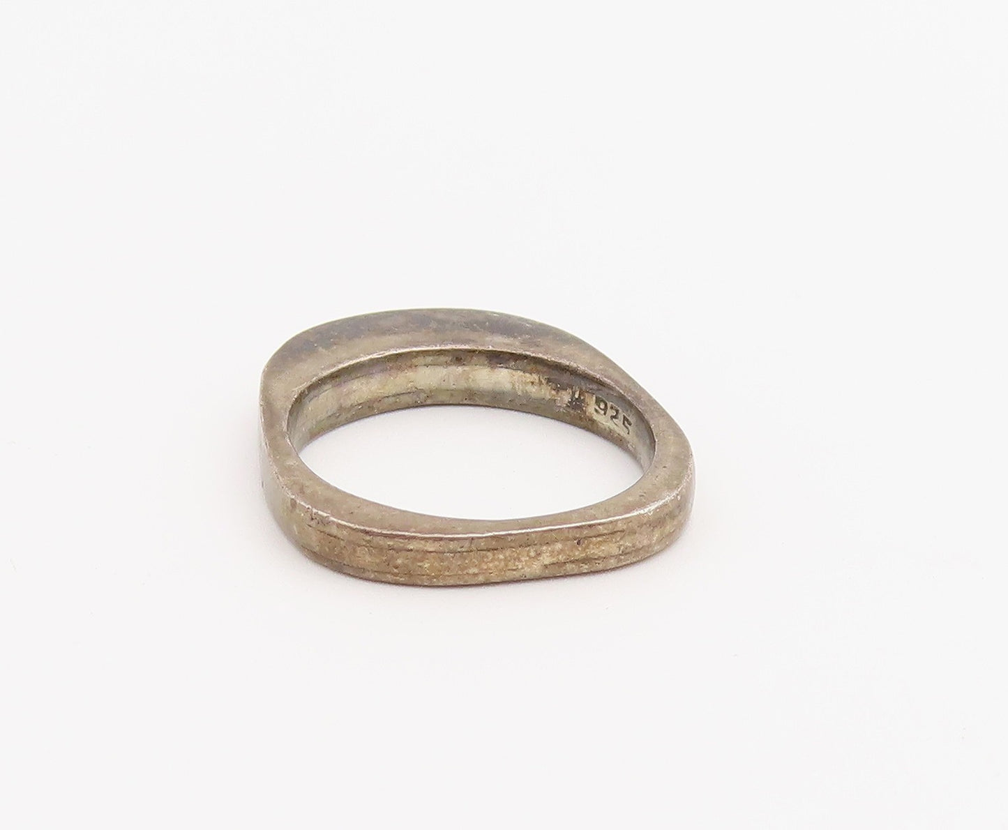 925 Sterling Silver Vintage Ring Classic Geometric Inlay Band  Sz 6.5  RG36653