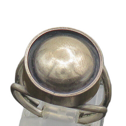BEAU 925 Silver  Vintage Dark Tone Shiny Dome Split Band Ring Sz 5  RG23463