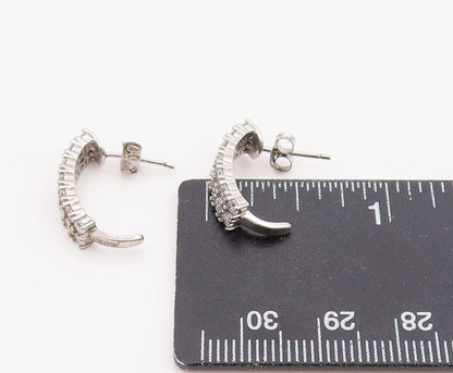 925 Sterling Silver Vintage Earrings Round CZ Curved Crescent Moon Studs  EG1093