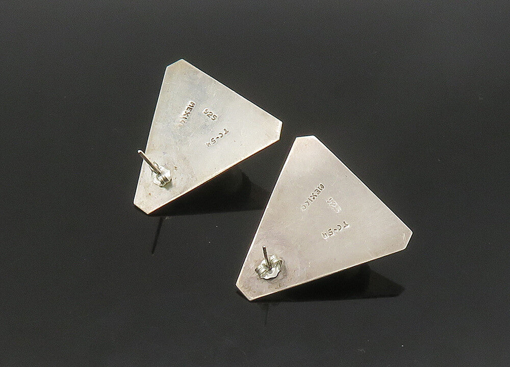 MEXICO 925 Sterling Silver  Vintage Two Tone Twist Dome Drop Earrings  EG11420