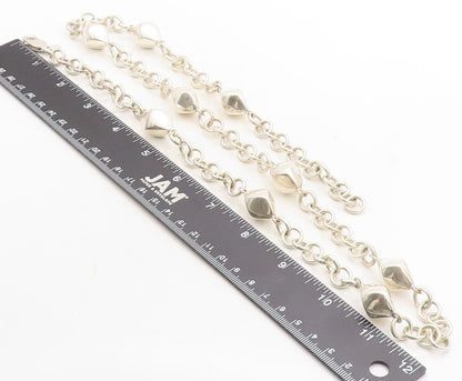 925 Sterling Silver Shiny Hollow Diamond Shape link Chain Necklace NE1743