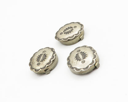 NAVAJO 925 Sterling Silver  Vintage 3 Piece Etched Button Covers Set  TR2069