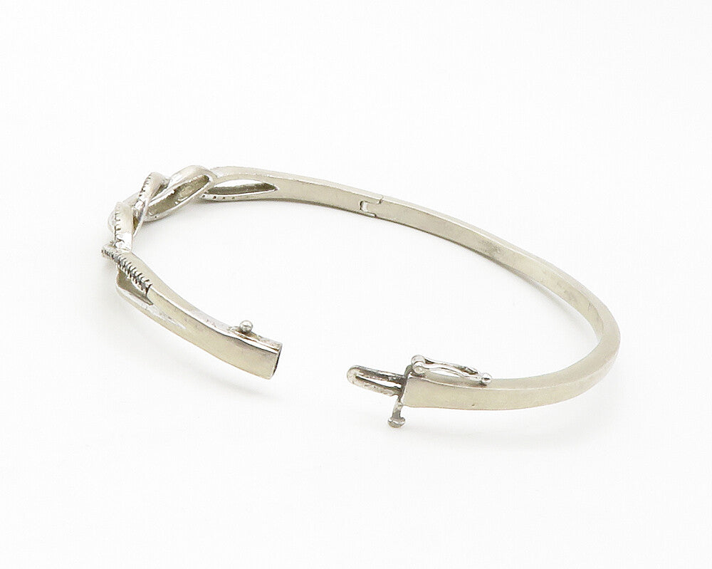 925 Silver  Vintage Genuine Black & White Diamonds Bangle Bracelet  BT5439