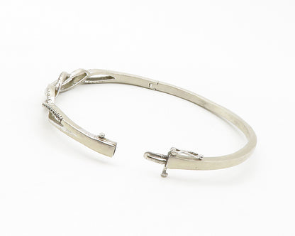 925 Silver  Vintage Genuine Black & White Diamonds Bangle Bracelet  BT5439