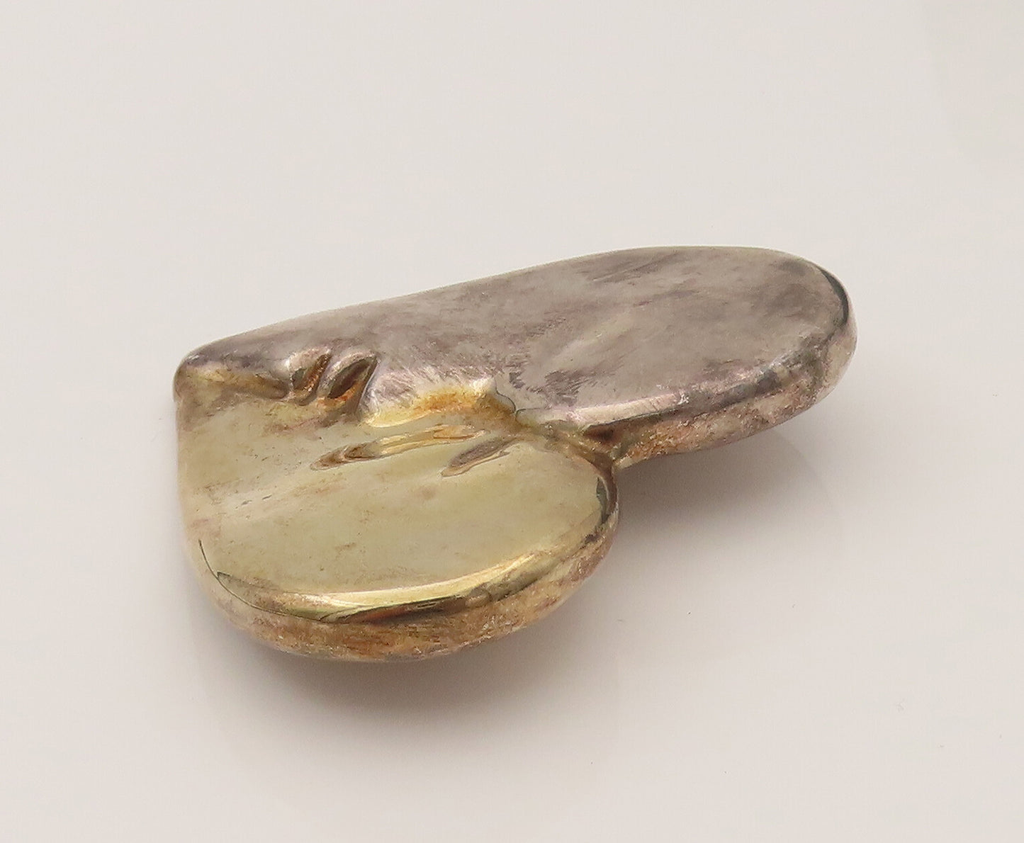 FREDERIC JEAN DUCLOS 925 Silver  Vintage Two Tone Face Brooch Pin  BP10221