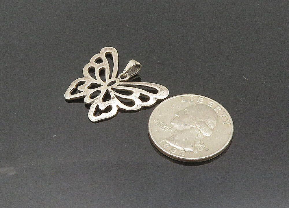 925 Sterling Silver  Vintage Smooth Butterfly Motif Pendant  PT16023
