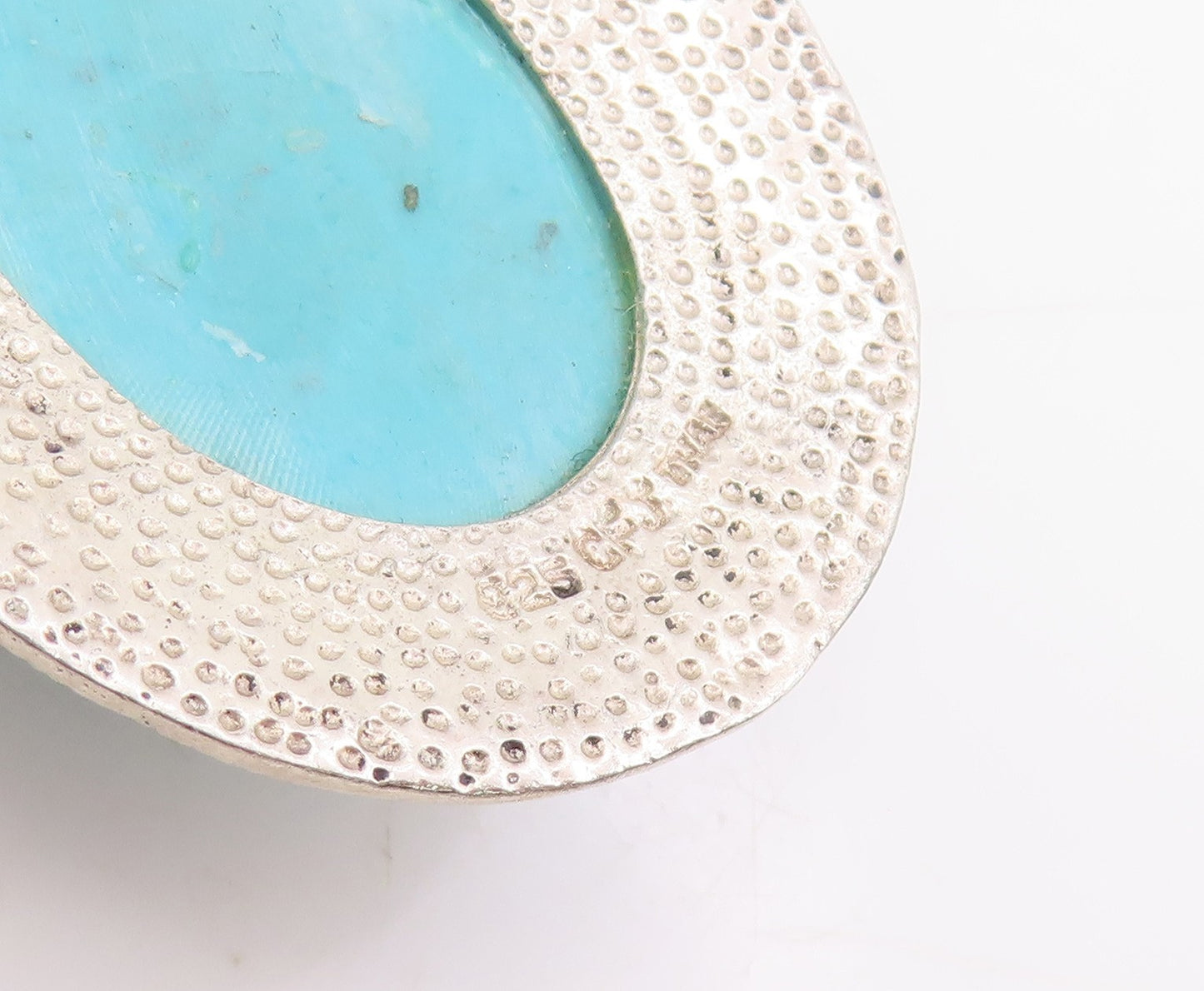 925 Sterling Silver Vintage Pendant Oval Cabochon Turquoise Locket  PT25328
