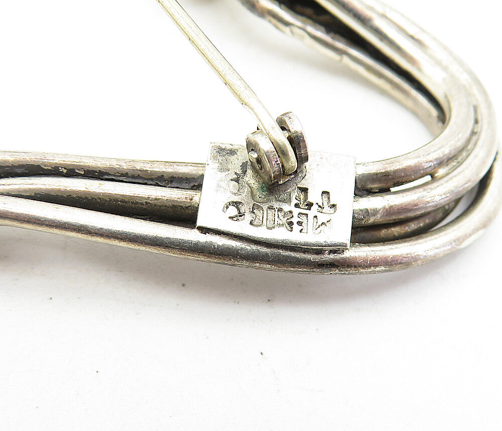 MEXICO 925 Sterling Silver  Vintage Two Tone Wrapped Detail Brooch Pin  BP2029