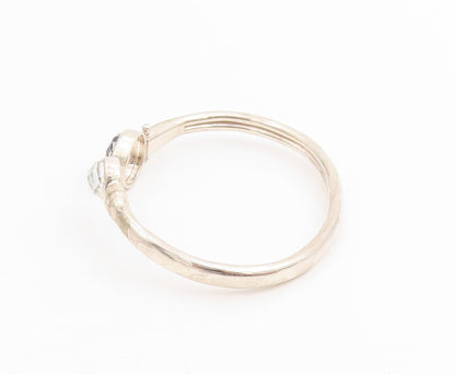 925 Sterling Silver Vintage Bracelet Round Gemstone Open Hook Bangle  BT11434