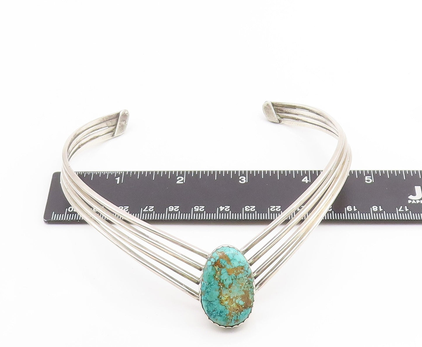 925 Sterling Silver Vintage Necklace NAVAJO Zuni Turquoise Classic Choker NE4808