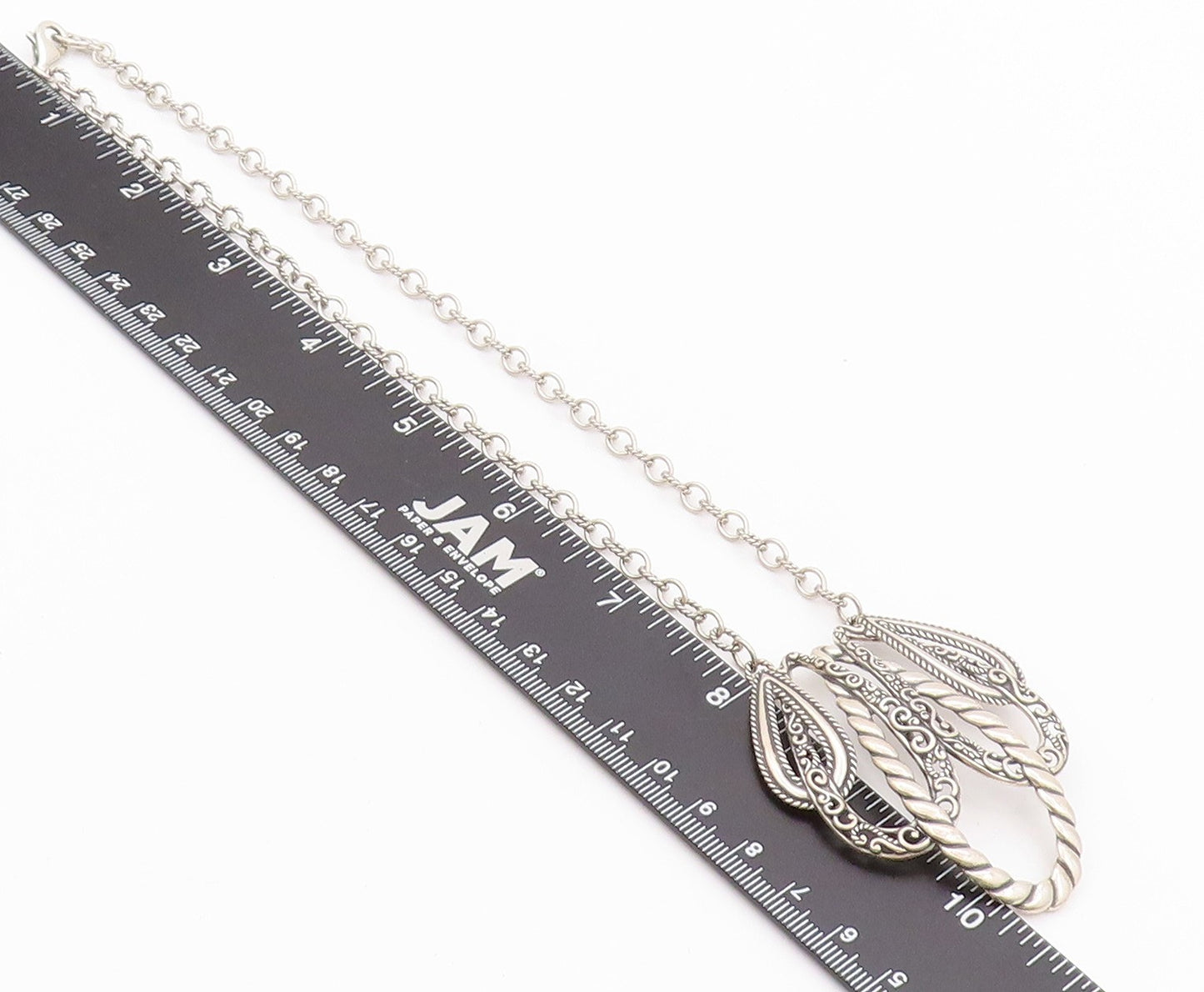 925 Sterling Silver Vintage Necklace CAROLYN POLLACK Swirly Designer Cut  NE4504