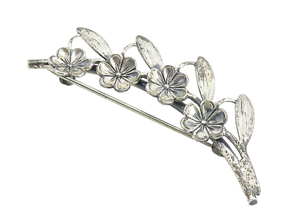 BEAU 925 Sterling Silver  Vintage Floral Leaf Branch Motif Brooch Pin  BP3070