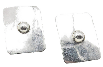 MEXICO 925 Sterling Silver  Vintage Shiny Square Non Pierce Earrings  EG6224