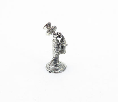 925 Sterling Silver  Vintage Petite Old Fashioned Telephone Pendant  PT4797