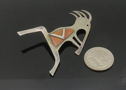 DESIGNER 925 Silver  Vintage Modernist Kokopelli Dancer Brooch Pin  BP8161