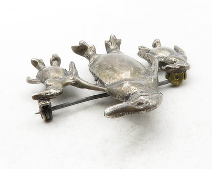 925 Sterling Silver  Vintage Antique Penguin Family Animal Brooch Pin  BP4820
