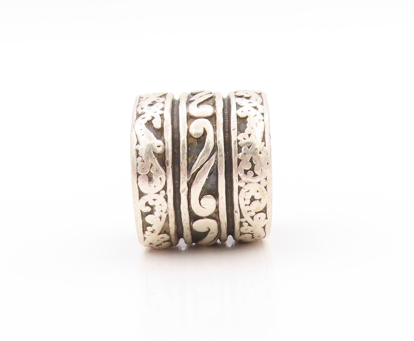 925 Sterling Silver Vintage Ring Large Swirly Design Carved  Sz 5  RG32700