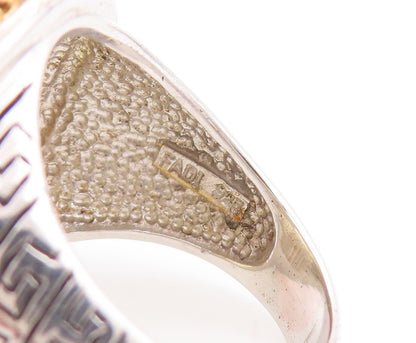 925 Sterling Silver Vintage Ring Lime Quartz Halo Gold Plated Bead Sz 7  RG29023