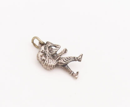 925 Sterling Silver Vintage Pendant 3D Carved Mountain Climber Man Charm PT22910