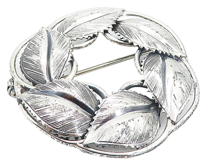 DANECRAFT 925 Sterling Silver  Vintage Shiny Floral Wreath Brooch Pin  BP2974