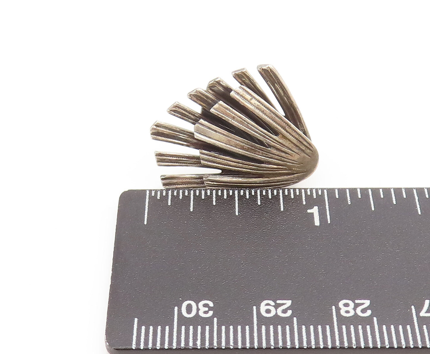 BEAN 925 Sterling Silver  Vintage Spiked Grass 3d Cutout Earrings  EG12546